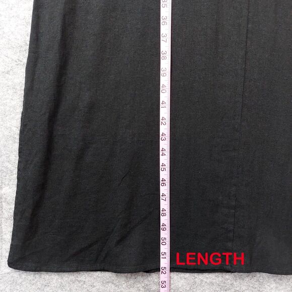 DKNY Dress Womens Medium Black Linen Blend Maxi Tank Sleeveless Side Slit Chic - Picture 8 of 13